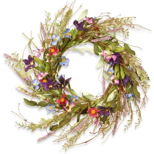 National Tree 20 Inch Floral Branch Wreath with Blue Purple and Pink Mixed Flowers RASS7742WNational Tree 20 Inch Floral Branch Wreath with Blue Purple and Pink Mixed Flowers RASS7742W