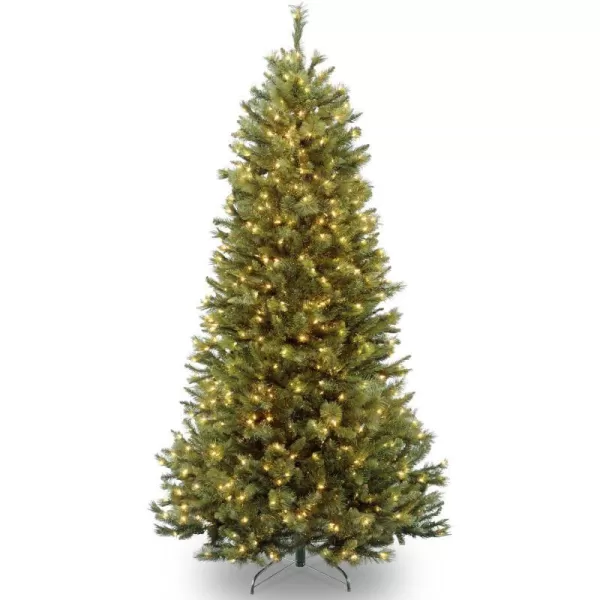 National Tree 75 Foot Rocky Ridge Pine Slim Tree with 600 Clear Lights Hinged RRSL175LO75FEET