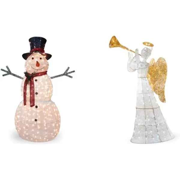 National Tree Company Artificial Christmas Dcor Includes PreStrung White LED Lights and Ground Stakes 5 ft Crystal SnowmanCollectible Figurines  Crystal Angel5 ft