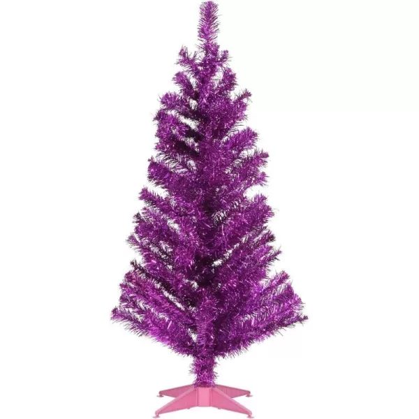 National Tree Company Artificial Christmas Tree Pink Tinsel Includes Stand 3 feetPink