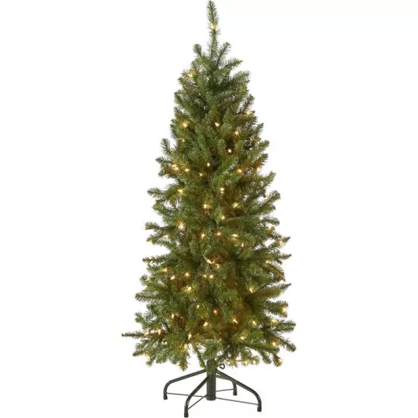 National Tree Company Artificial PreLit Slim Christmas Tree Green Kingswood Fir White Lights Includes Stand 45 Feet45 ft