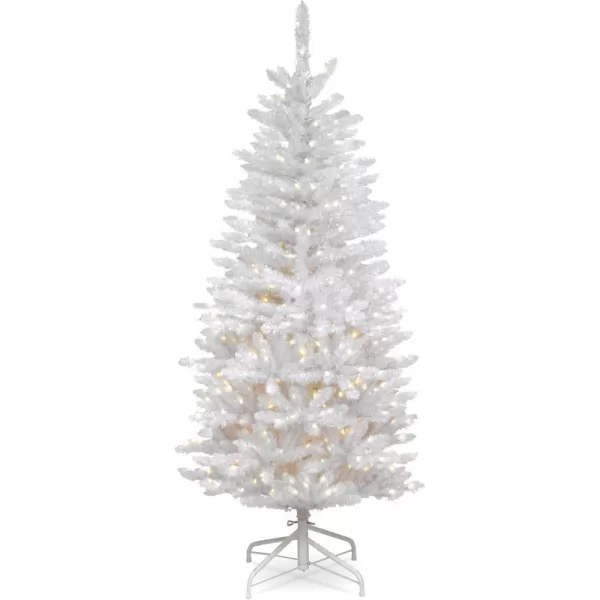 National Tree Company Artificial PreLit Slim Christmas Tree White Kingswood Fir White Lights Includes Stand 45 Feet45 ft Tree