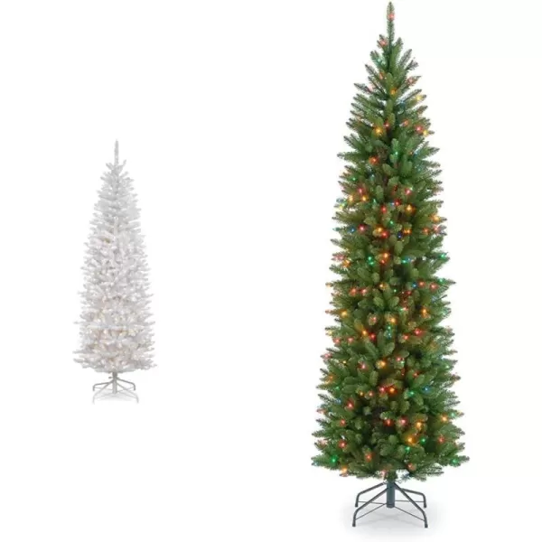 National Tree Company Artificial PreLit Slim Christmas Tree White Kingswood Fir White Lights Includes Stand 45 Feet65 ft Tree  Trees Green 65 Feet