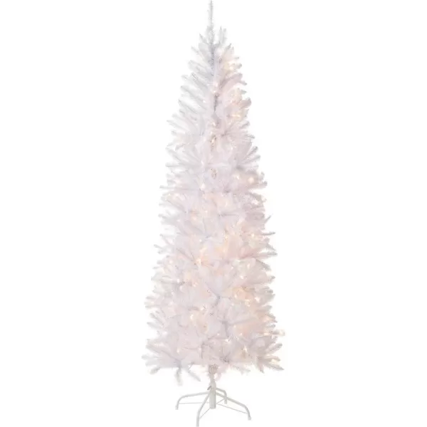 National Tree Company Artificial PreLit Slim Christmas Tree White Kingswood Fir White Lights Includes Stand 45 Feet65 ft Tree