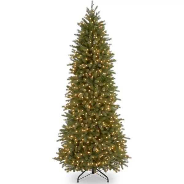 National Tree Company Feel Real Prelit Artificial Christmas Tree  Includes PreStrung White Lights and Stand  Jersey Fraser Fir Pencil Slim  9 ft9 ft