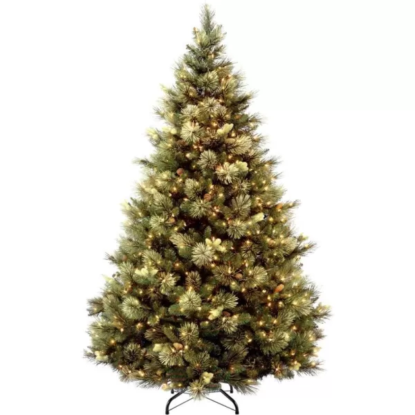 National Tree Company Feel Real Prelit Artificial Christmas Tree  Includes Prestrung White Lights  Flocked with Cones  Carolina Pine  9 ft65 ft Green