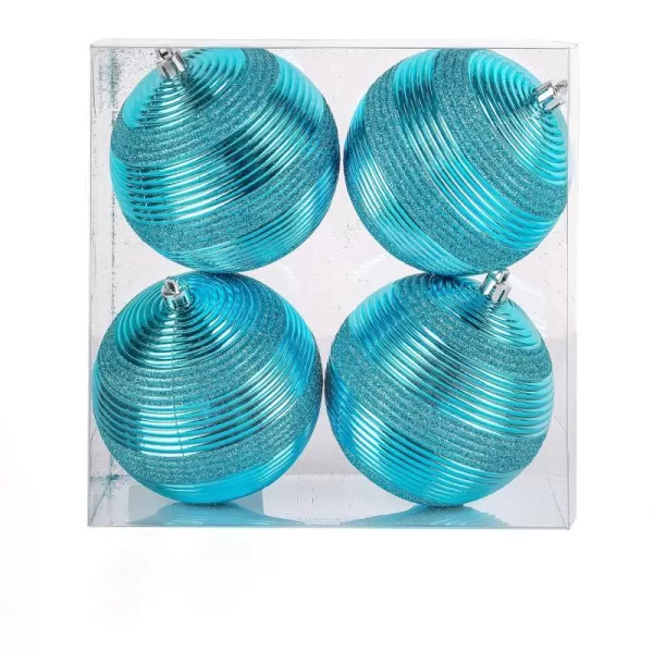 National Tree Company First Traditions Christmas Tree Ornaments Blue with Glitter Stripes Set of 6National Tree Company First Traditions Christmas Tree Ornaments Blue with Glitter Stripes Set of 6