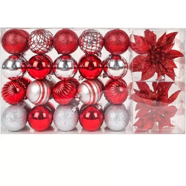 National Tree Company First Traditions Christmas Tree Ornaments Red and Silver Assortment Set of 40National Tree Company First Traditions Christmas Tree Ornaments Red and Silver Assortment Set of 40