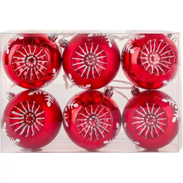 National Tree Company First Traditions Christmas Tree Ornaments Red with White Snowflake Motifs Set of 6National Tree Company First Traditions Christmas Tree Ornaments Red with White Snowflake Motifs Set of 6