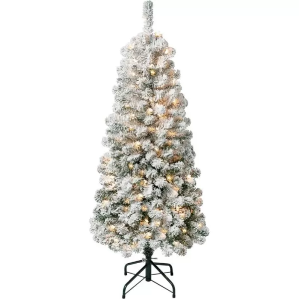 National Tree Company First Traditions PreLit Acacia Flocked Tree Medium Christmas Tree Clear Incandescent Lights Plug in 45 ft45 Feet