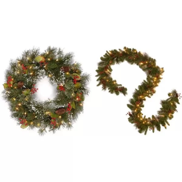 24 in w/ Battery Operated Wreath + Garland, Battery operated