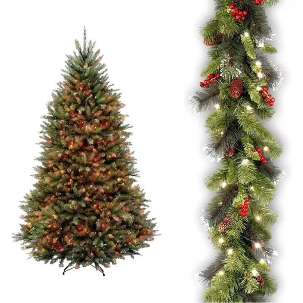 National Tree Company PreLit Artificial Full Christmas Tree Green Dunhill Fir Multicolor Lights Includes Stand 65 FeetChristmas Tree  Garland Crestwood Spruce