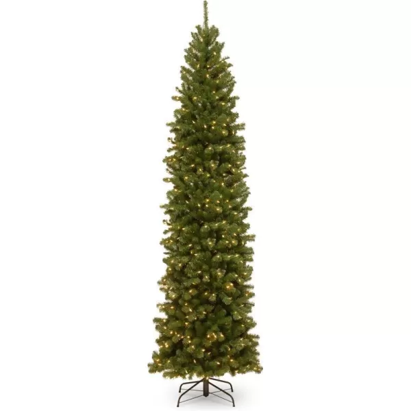 National Tree Company PreLit Artificial Slim Christmas Tree Green North Valley Spruce White Lights Includes Stand 6 Feet10 ft