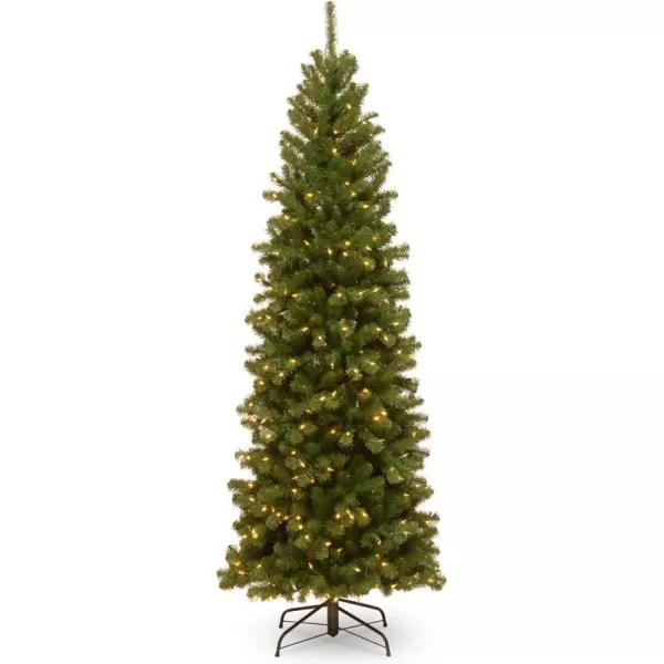 National Tree Company PreLit Artificial Slim Christmas Tree Green North Valley Spruce White Lights Includes Stand 6 Feet7 ft