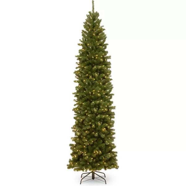 National Tree Company PreLit Artificial Slim Christmas Tree Green North Valley Spruce White Lights Includes Stand 6 Feet9 ft