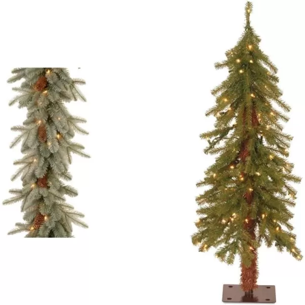 National Tree Company PreLit Feel Real Artificial Christmas Garland Green Arctic Spruce White Lights Decorated With Pine Cones Plug In Christmas Collection 9 FeetGarlands  Trees Green  3 ft