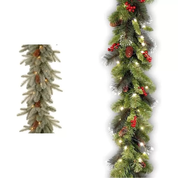 National Tree Company PreLit Feel Real Artificial Christmas Garland Green Arctic Spruce White Lights Decorated With Pine Cones Plug In Christmas Collection 9 FeetGarlands  Christmas Garland 9 Feet