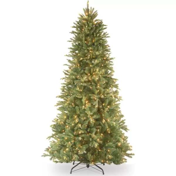 National Tree Company PreLit Feel Real Artificial Slim Christmas Tree Green Tiffany Fir White Lights Includes Stand 9 Feet65FEET Tree