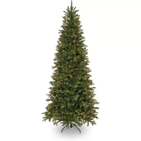 National Tree Company PreLit Feel Real Artificial Slim Christmas Tree Green Tiffany Fir White Lights Includes Stand 9 Feet75 ft Tree