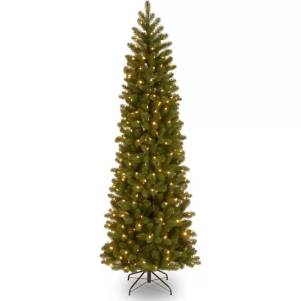 National Tree Company PreLit Feel Real Artificial Slim Downswept Christmas Tree Green Douglas Fir Dual Color LED Lights Includes PowerConnect and Stand 75 feet75 ft