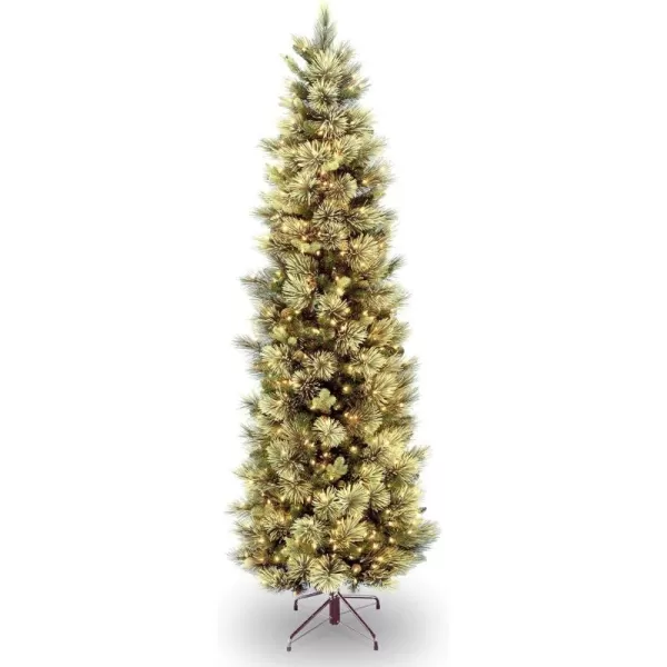 National Tree Company Prelit Artificial Christmas Tree  Includes Prestrung White Lights and Stand  Carolina Pine Slim  75 ft GreenNational Tree Company Prelit Artificial Christmas Tree  Includes Prestrung White Lights and Stand  Carolina Pine Slim  75 ft Green