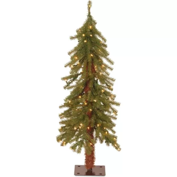 National Tree Company lit Artificial Christmas Tree Includes Prestrung White Lights and Stand Hickory Cedar Slim5 ft3 ft Tree