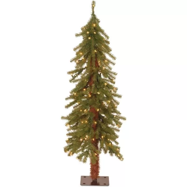 National Tree Company lit Artificial Christmas Tree Includes Prestrung White Lights and Stand Hickory Cedar Slim5 ft4 ft Tree