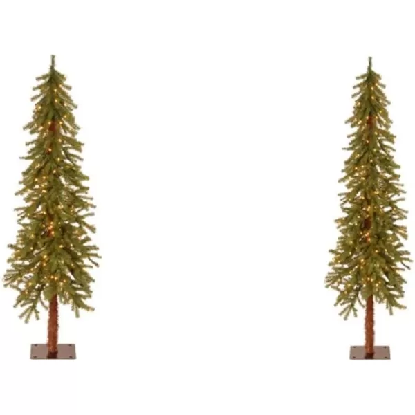 National Tree Company lit Artificial Christmas Tree Includes Prestrung White Lights and Stand Hickory Cedar Slim5 ft5 ft Tree  Tree 6 ft Green