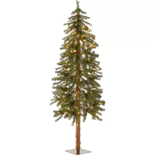 National Tree Company lit Artificial Christmas Tree Includes Prestrung White Lights and Stand Hickory Cedar Slim5 ft5 ft Tree