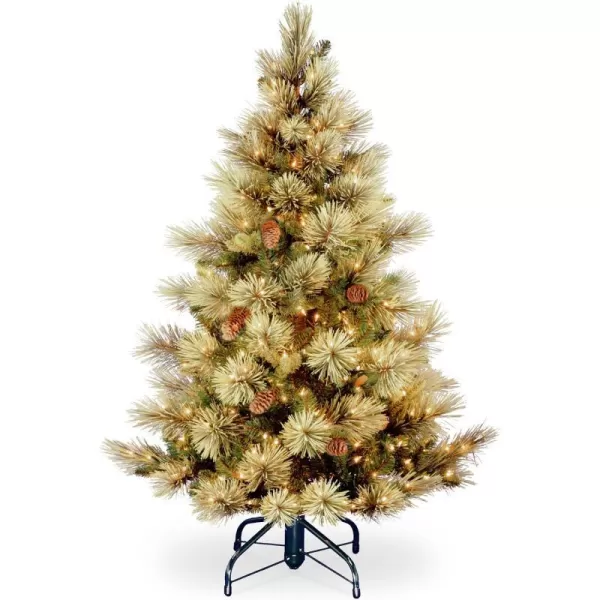 National Tree Includes Prestrung White Lights and Stand Flocked with Cones Carolina Pine 45 ftNational Tree Includes Prestrung White Lights and Stand Flocked with Cones Carolina Pine 45 ft