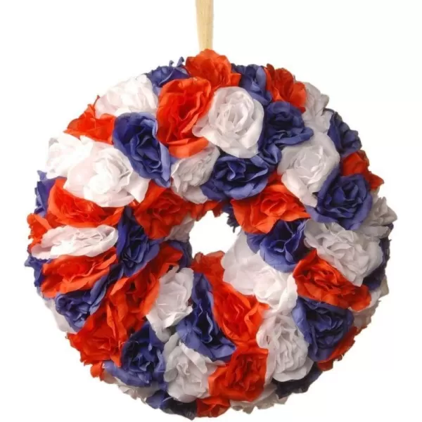 National Tree 14 Inch Patriotic Wreath with Red White and Blue Roses RAP5285145W1