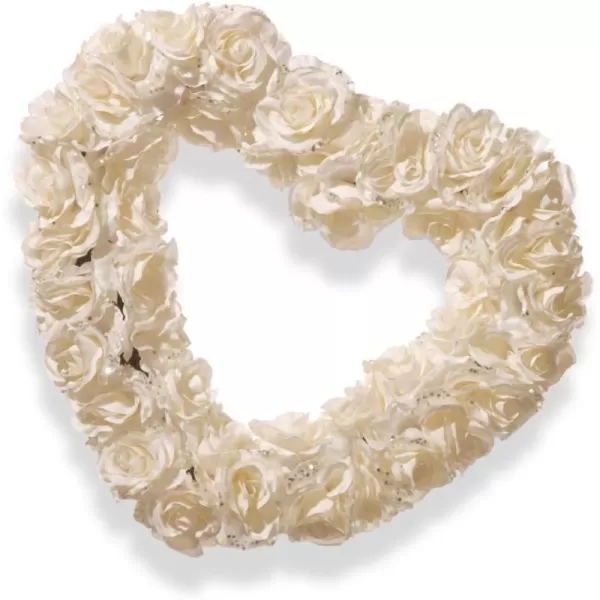 National Tree 17 Inch White Rose Heart Wreath RAWHQ05A1