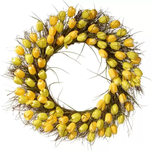 National Tree 32 Inch Branch Wreath with Yellow Tulips RASHY55732WY1