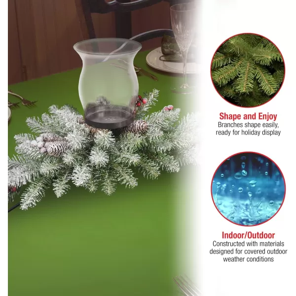 imageNational Tree Company Artificial Christmas Centerpiece  Includes 1 Candle Holder Red Berries Pine Cones Snow and Steel Base  Dunhill Fir 30 Inch