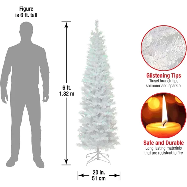 imageNational Tree Company Artificial Christmas Tree White Tinsel Includes Stand 6 feet