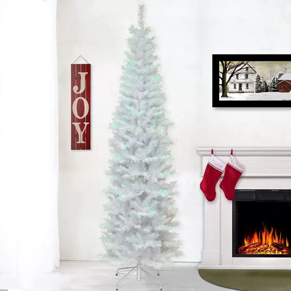 imageNational Tree Company Artificial Christmas Tree White Tinsel Includes Stand 6 feet