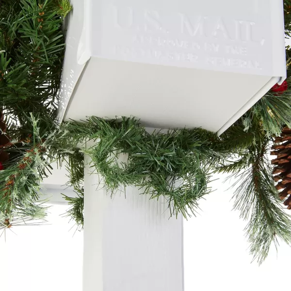 imageNational Tree Company Prelit Artificial Christmas Mail Box Swag Flocked with Mixed Decorations and White LED Lights Colonial36 InchMail Box