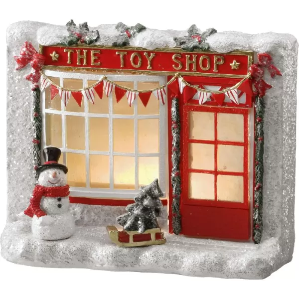 imageNational Tree Company 7quotquot The Toy Shop House with 6 LED Lights red White Green Gold