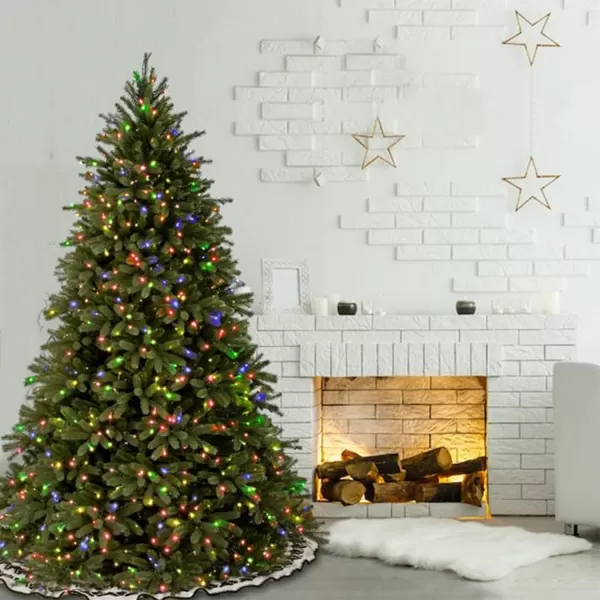 imageNational Tree Company Feel Real Prelit Artificial Christmas Tree  Includes Prestrung MultiColor Lights and Stand  Jersey Fraser Fir  75 ft65 ft