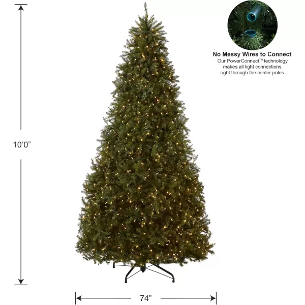 imageNational Tree Company PreLit Artificial Full Christmas Tree Green Dunhill Fir Dual Color LED Lights Includes PowerConnect and Stand 12 Feet10 ft