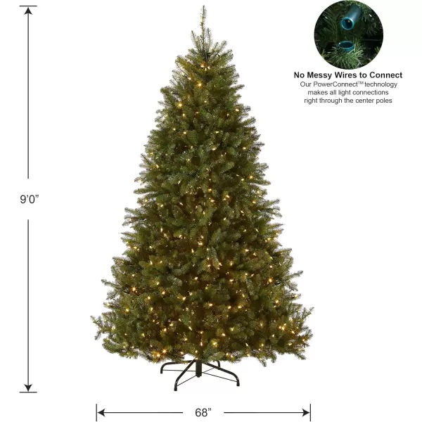 imageNational Tree Company PreLit Artificial Full Christmas Tree Green Dunhill Fir Dual Color LED Lights Includes PowerConnect and Stand 12 Feet9 ft