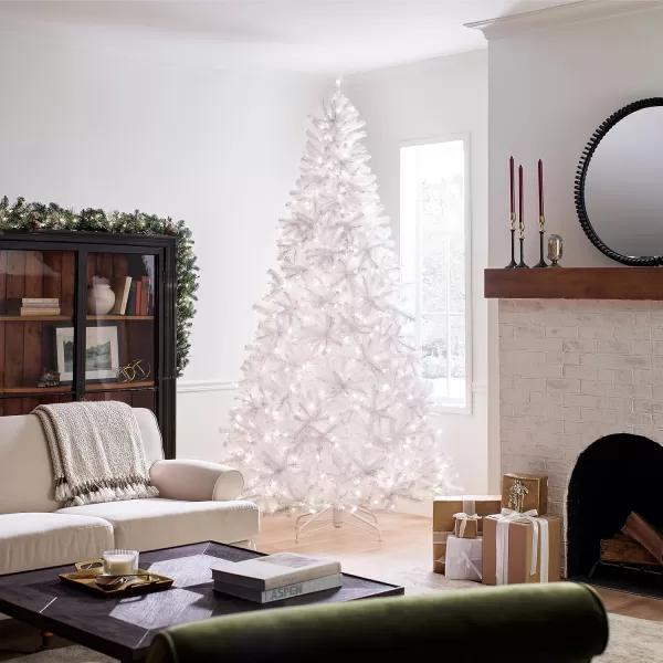 imageNational Tree Company PreLit Artificial Full Christmas Tree White North Valley Spruce White Lights Includes Stand 7 Feet9 ft