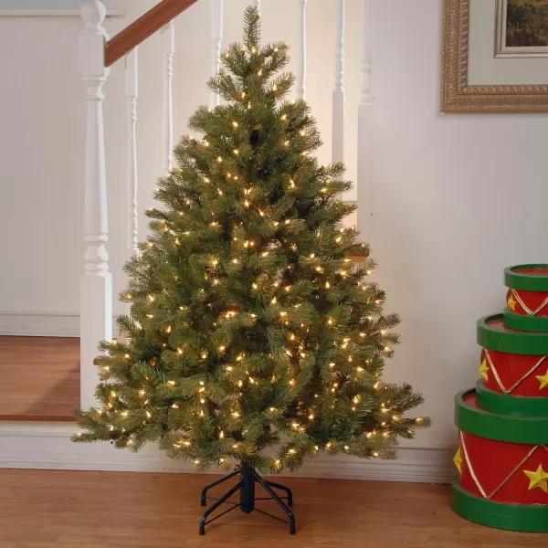 imageNational Tree Company PreLit Feel Real Artificial Full Downswept Christmas Tree Green Douglas Fir White Lights Includes Stand 9 feet45 ft