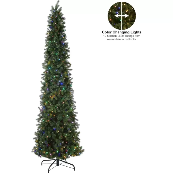 imageNational Tree Company Prelit Feel Real Artificial Giant Slim Downswept Christmas Tree Green Douglas Fir Dual Color LED Lights Includes PowerConnect and Stand 12 feet