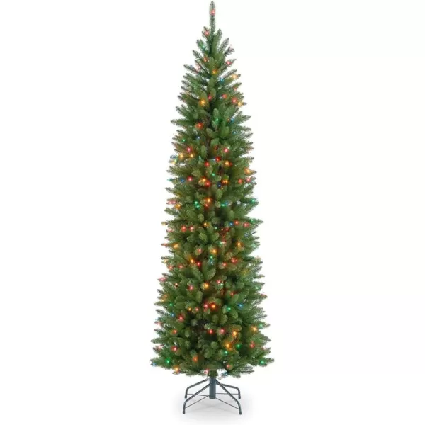 imageNational Tree Company Artificial PreLit Slim Christmas Tree Green Kingswood Fir Multicolor Lights Includes Stand 7 Feet75 ft