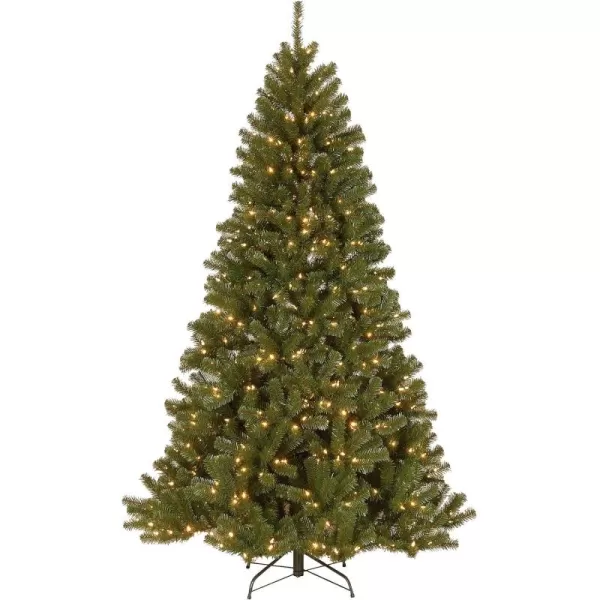 imageNational Tree Company PreLit Artificial Christmas Tree Green North Valley Spruce White Lights Includes Stand 7 Feet75 ft