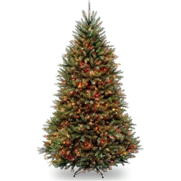 imageNational Tree Company PreLit Artificial Full Christmas Tree Green Dunhill Fir Multicolor Lights Includes Stand 7 Feet