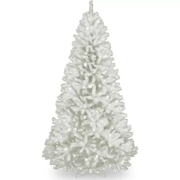 imageNational Tree Company PreLit Artificial Full Christmas Tree White North Valley Spruce White Lights Includes Stand 7 Feet7 ft