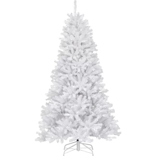 imageNational Tree Company PreLit Artificial Full Christmas Tree White North Valley Spruce White Lights Includes Stand 7 Feet75 ft