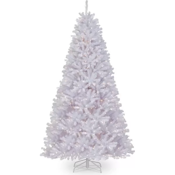 imageNational Tree Company PreLit Artificial Full Christmas Tree White North Valley Spruce White Lights Includes Stand 7 Feet9 ft